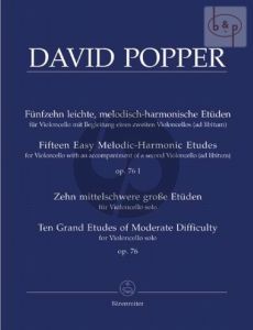 15 Etuden Op.76 Vol.1 + 2 (15 leichte mel.harm. Etuden + 10 mittelschwere grosse Etuden) (2.Cello ad lib.)