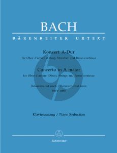 Bach Konzert A-dur (rekonstr.nach BWV 1055) (Oboe d'Amore[Oboe]-Bc (ed. W.Fischer) (Barenreiter)