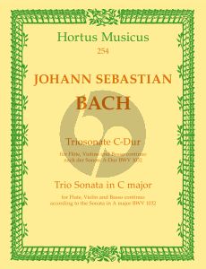 Bach Triosonate C-dur (nach Sonate A-dur BWV 1032) (Fl.-Vi.-Bc) (Score/Parts) (edited by Hans Eppstein)