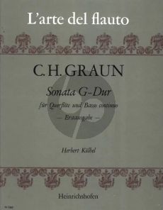 Graun Sonata G-Dur fur Flote und Bc (Erstausgabe - Herausgegeben von Herbert Kolbel)