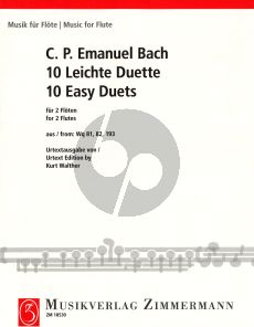 Bach C.Ph.E. 10 Leichte Duette WQ 81 - 82 - 193 2 Flöten