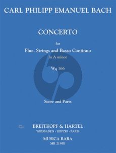 Bach Concerto a minor WQ 166 Flute-Strings and Bc (Score/Parts) (edited by Ulrich Leisinger)