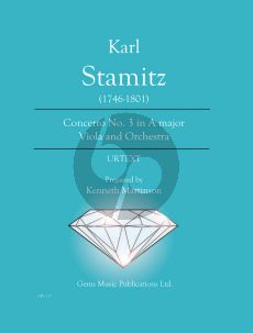 Stamitz Concerto No.3 A-major (Viola-Orch.) Viola - Piano (Prepared and Edited by Kenneth Martinson) (Urtext)