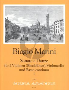 Marini Sonate e Danze Op.22 Vol.1 fur 2 Violinen [Blockfloten]-Violoncello-Bc (Continuo Martin Nitz) (Partitur/Stimmen