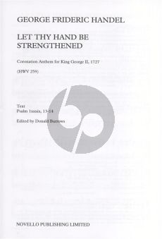 Handel Let thy Hand be Strengthened SAATB or SATB Vocalscore (Edited by Donald Burrows)