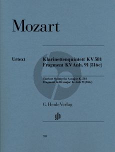 Mozart Quintett KV 581 A-dur & Fragment KV Anh.91(516c) Bb-Dur ((Wiese) (Stimmen) (Henle-Urtext)