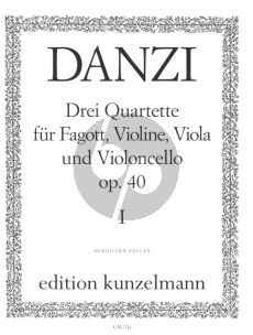 Danzi Quartett C-dur Op.40 No.1 Fagott, Violine, Viola and Violoncello (Stimmen/Parts) (Edited by Bernhard Pauler)