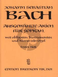 Bach Ausgewahlte Arien Vol.1 (Sopran Stimme mit Obligate Instrumente (Fl./Ob./Vi.]-Klavier[Orgel) (Score/Parts) (Eusebius Mandyczewski)