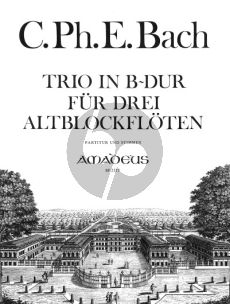 Bach Trio B-dur Wq 85 3 Altblockflöten (Part./Stimmen) (Isa Rühling)