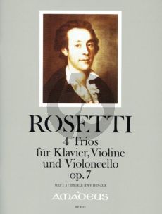 Rosetti 4 Trios Op. 7 RWV D37-D38 Heft 2 Klavier-Violine und Violoncello (Part./Stimmen) (Yvonne Morgan)