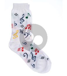 Sokken Kinderen Gekleurde Muzieknoten Wit - Maat 23-25 (Kids' Socks Multi Notes White)