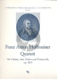 Hoffmeister Quartett Op.20 No.5 Violine-2 Violen-Violoncello (Stimmen) (Rudolf Hacker)