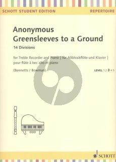 Greensleeves to a Ground - 14 Divisions Treble Recorder-Piano (edited by Bennetts and Bowman)