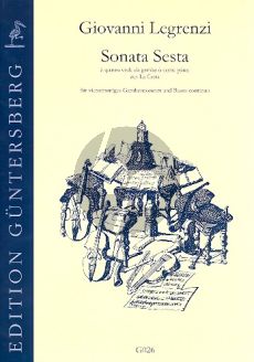 Legrenzi Sonata Sesta (from La Cetra) (4 Viola da Gambas) (Score/Parts) (both high and low version) (edited by von Zadow)