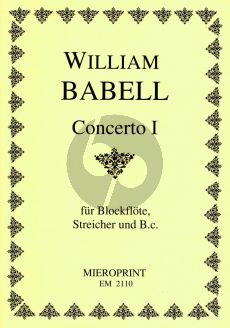 Babell Concerto Op.3 No.1 Descant Rec.- 4 Vi.-Bc (Score/Parts) (edited by Almut Werner Continuo by Winfried Michel)