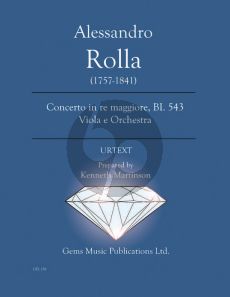 Rolla Concerto in re maggiore BI. 543 Viola - Orchestra Score - Parts (Prepared and Edited by Kenneth Martinson) (Urtext)