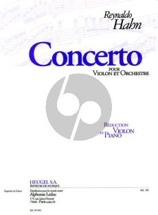 Hahn Concerto Violon et Orchestre (reduction pour Violon et Piano)