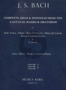 Bach Complete Arias and Sinfonias from the Cantatas, Masses, Oratorios Vol. 6 Alto-Oboe and Bc (Score/Parts) (edited by John Madden and C. B. Naylor)