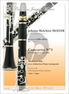 Molter Concerto No.3 Clarinette Concertato en Mib et Piano (Version in Eb with Transposed Piano Reduction) (Arranged by Gilles Secq)