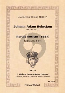 Reinken Hortus Musicus 6 Partiten No. 3 - 4 2 Violinen-Gambe und Bc (Part./Stimmen)