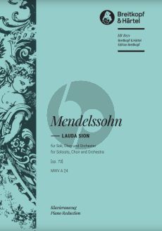 Mendelssohn Lauda Sion MWV A24 Op.73 Soli-Choir-Orchester Klavierauszug (Vocal Score) (edited by Julius Rietz) (Breitkopf)